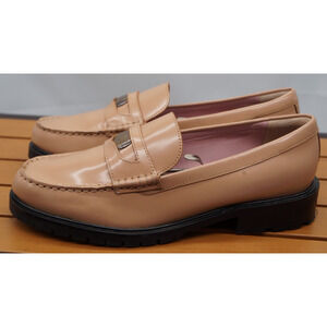 FREE PEOPLE Liv Camel Leather Penny Loafers Women’s Size 8.5 EUR 38.5